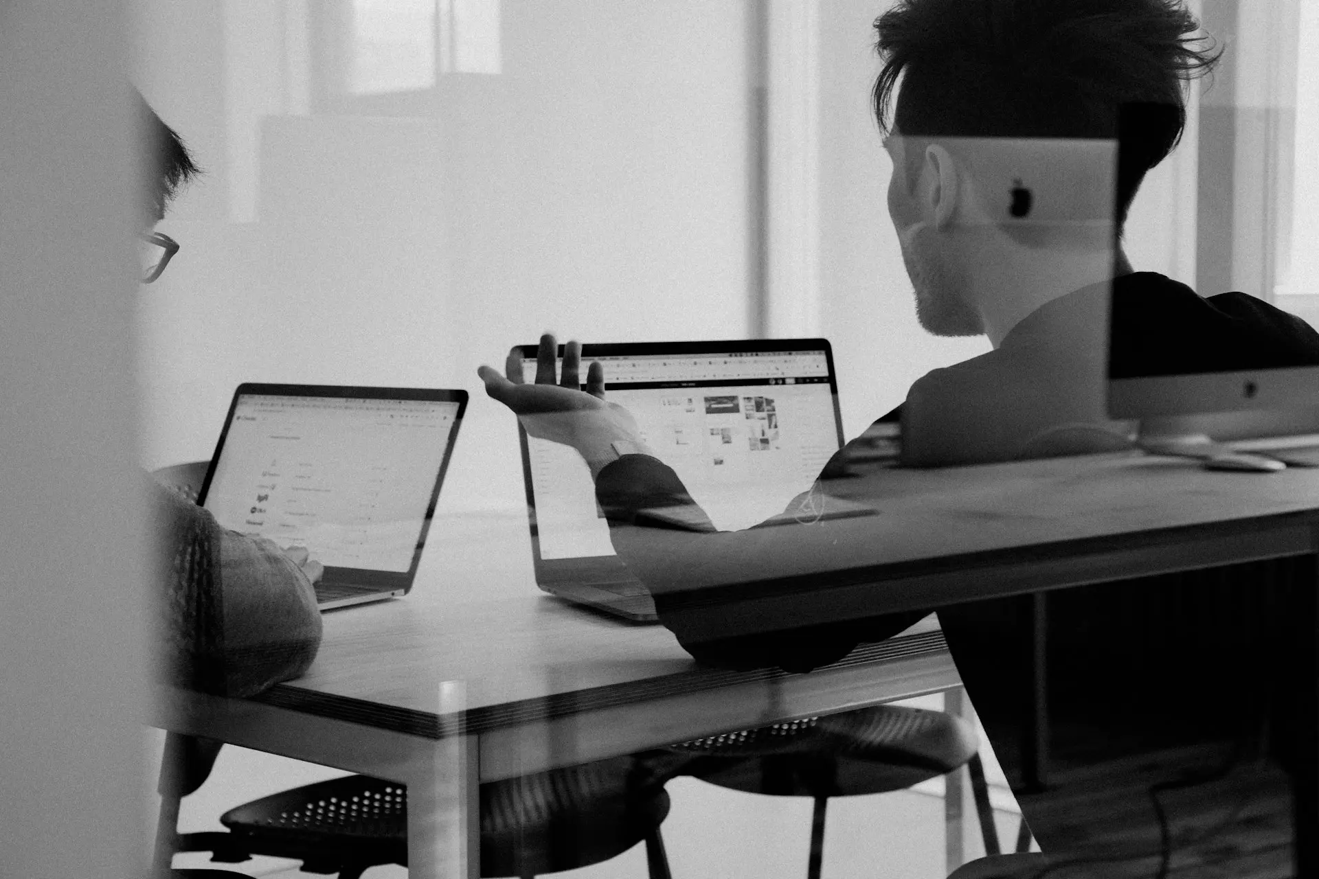 Working quietly at a laptop